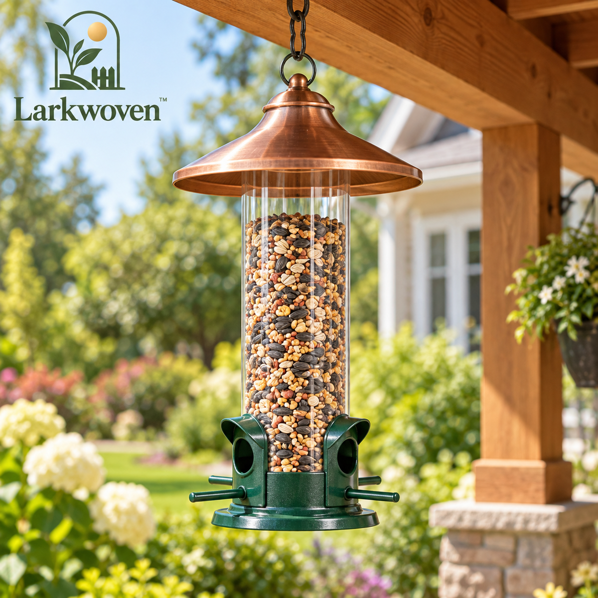 Copper Roof Tube Bird Feeder