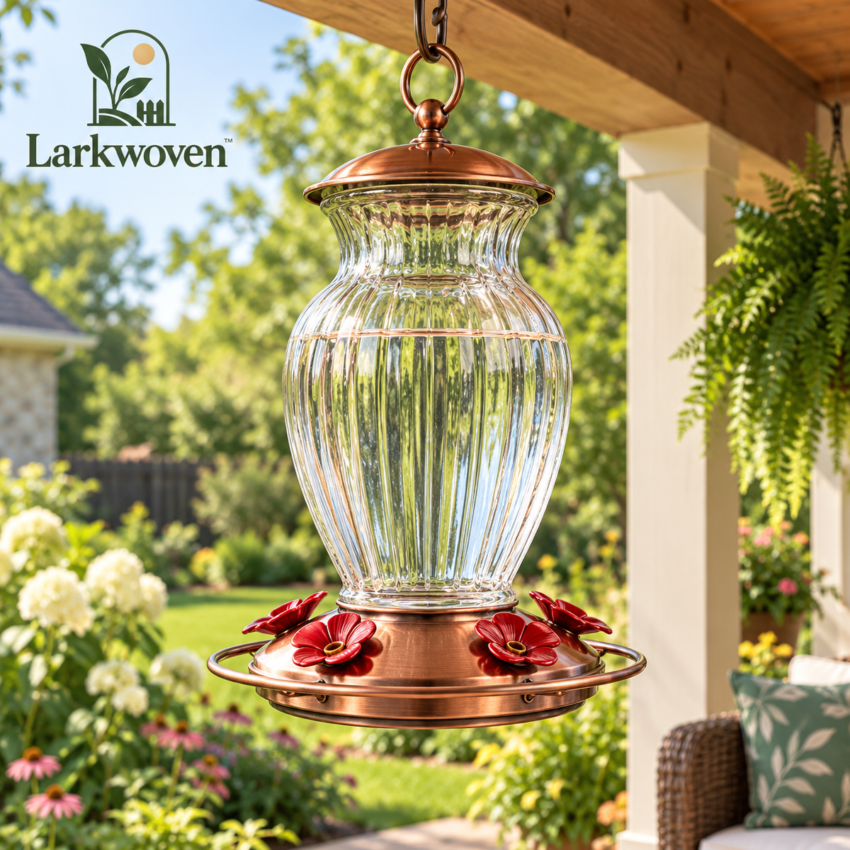 Ruby Glass Hummingbird Feeder