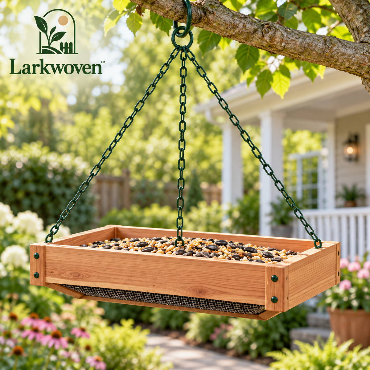 Hanging Cedar Platform Bird Feeder