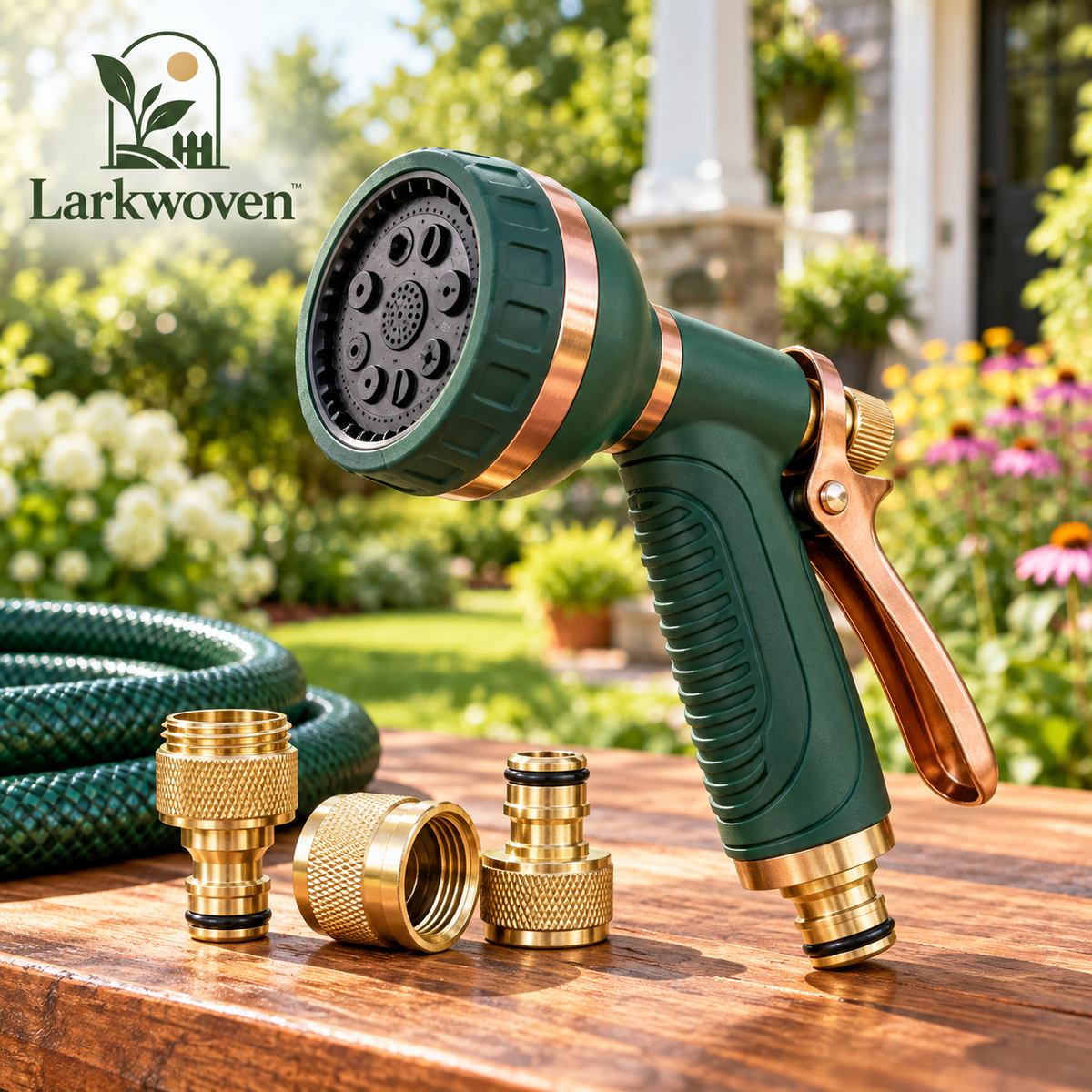 Adjustable Garden Hose Spray Nozzle & Quick Connect Set