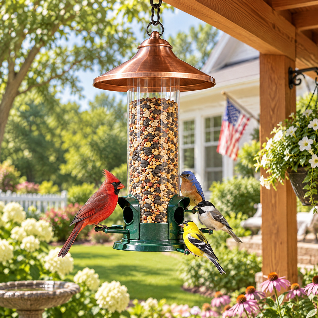 Copper Roof Tube Bird Feeder