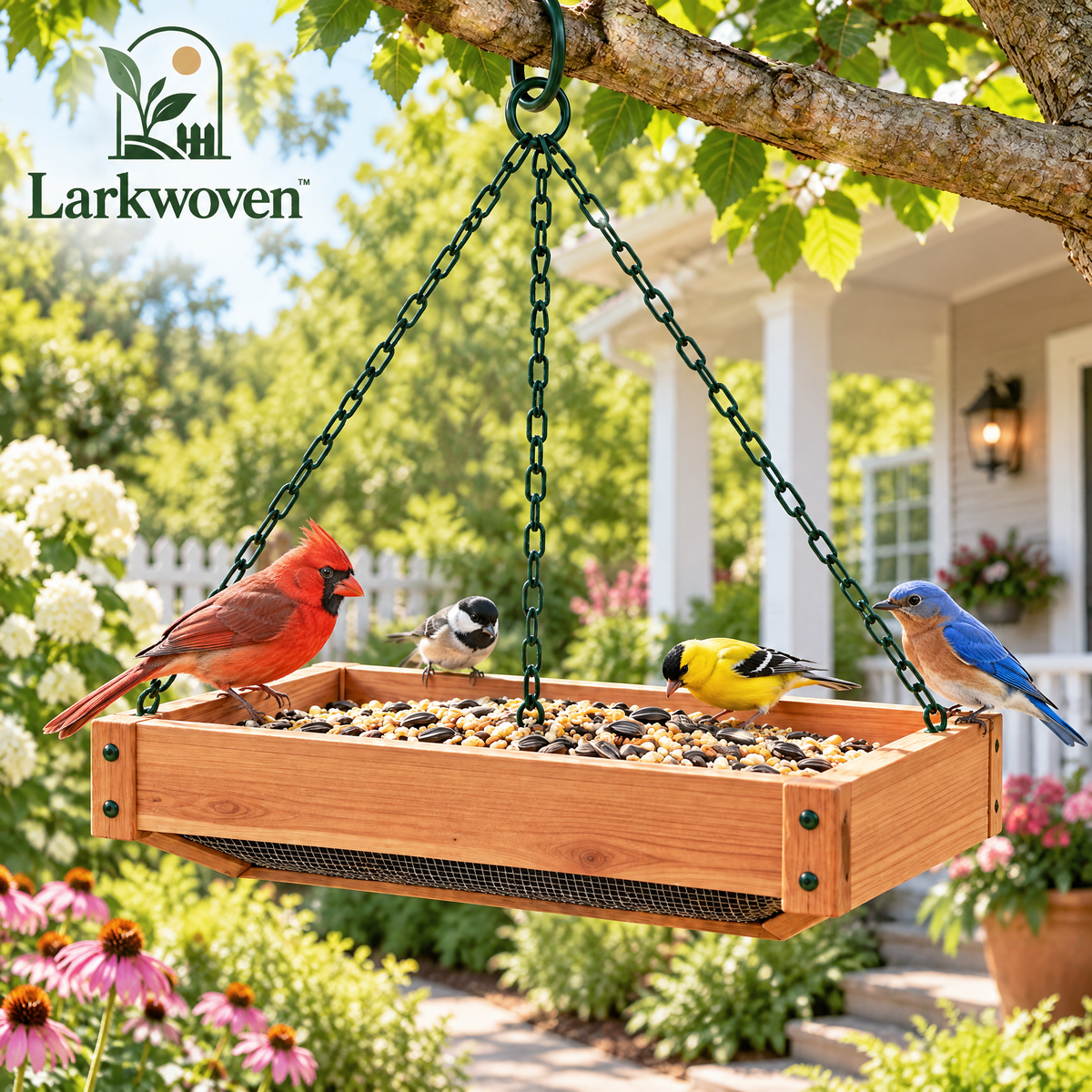 Hanging Cedar Platform Bird Feeder
