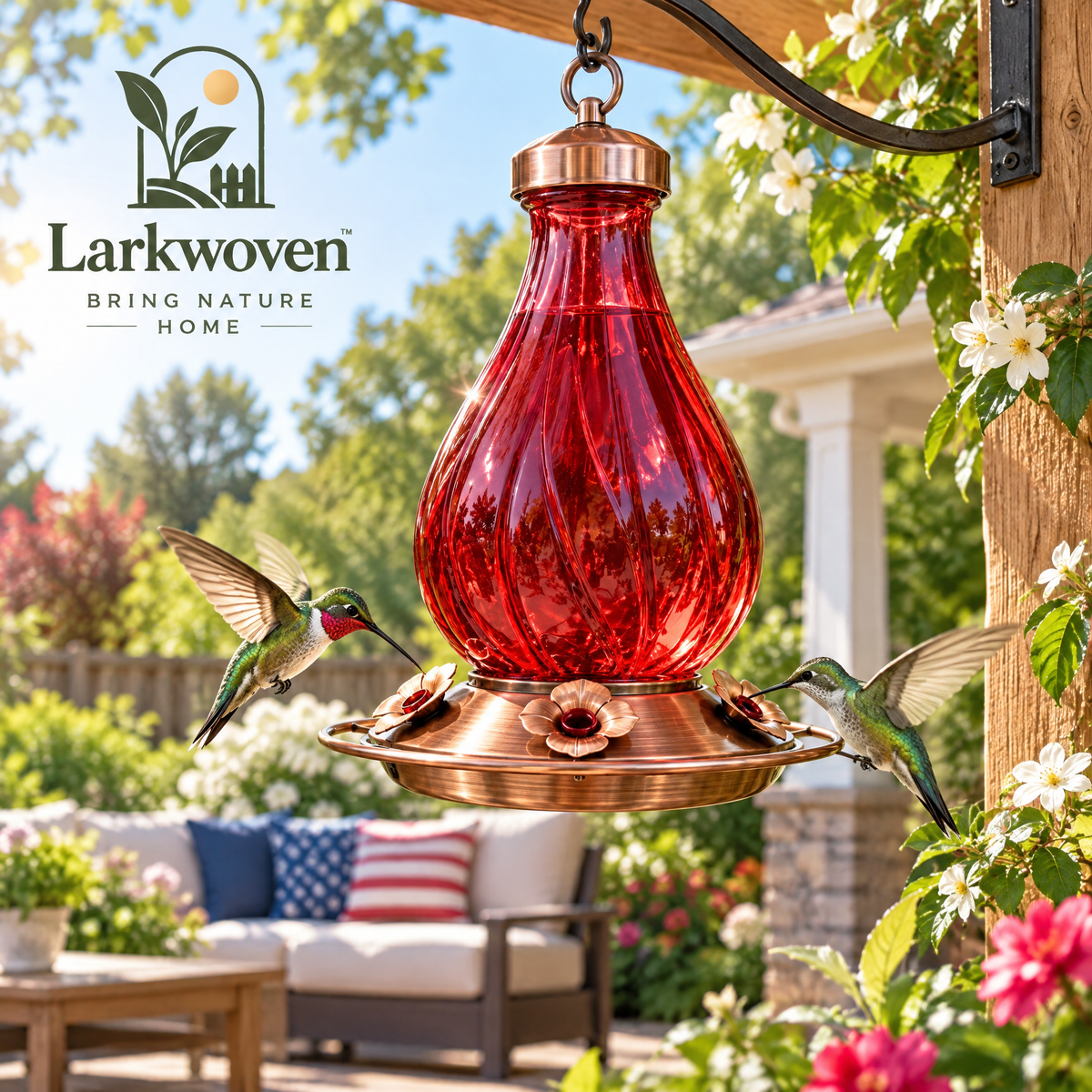 Clear Glass Hummingbird Feeder
