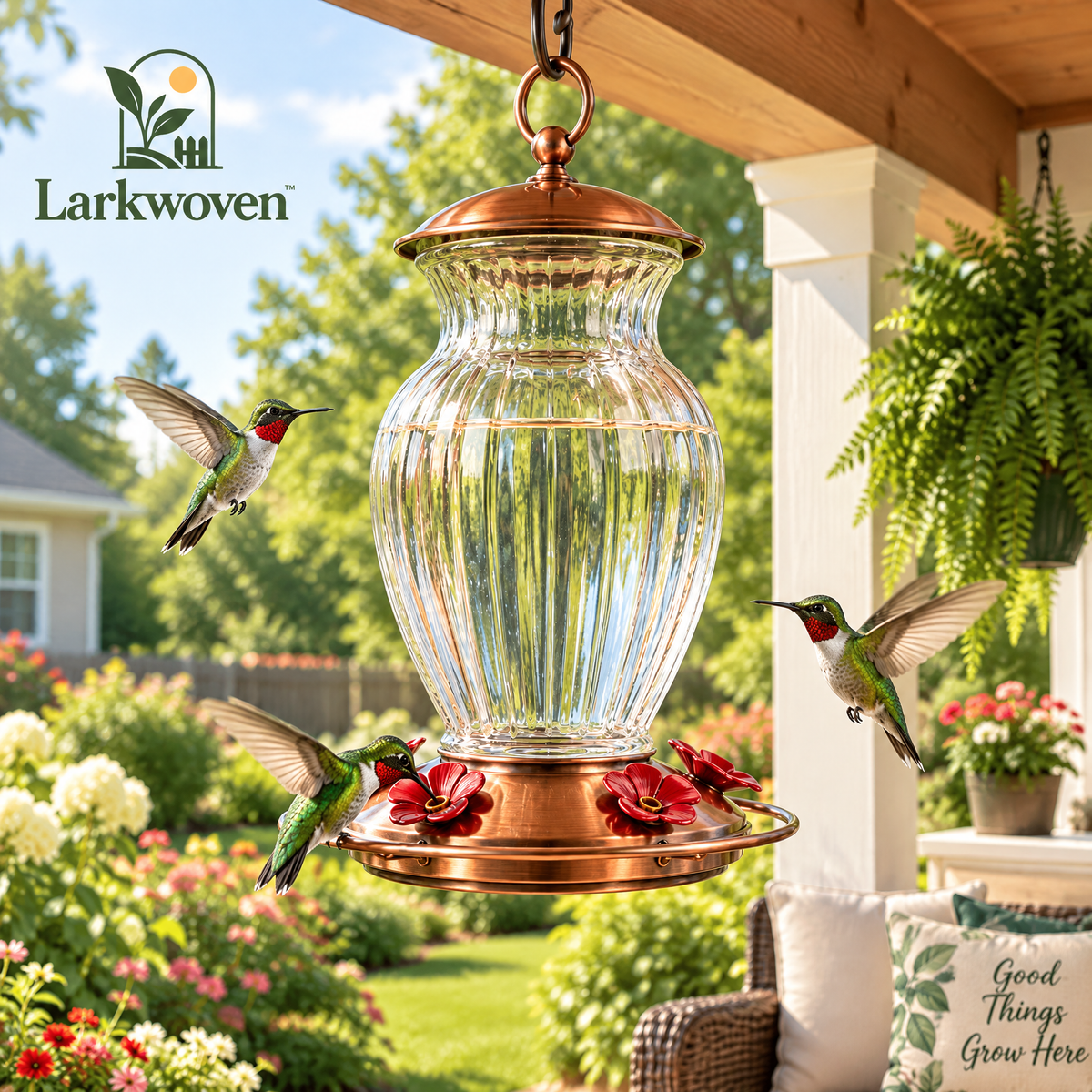Ruby Glass Hummingbird Feeder