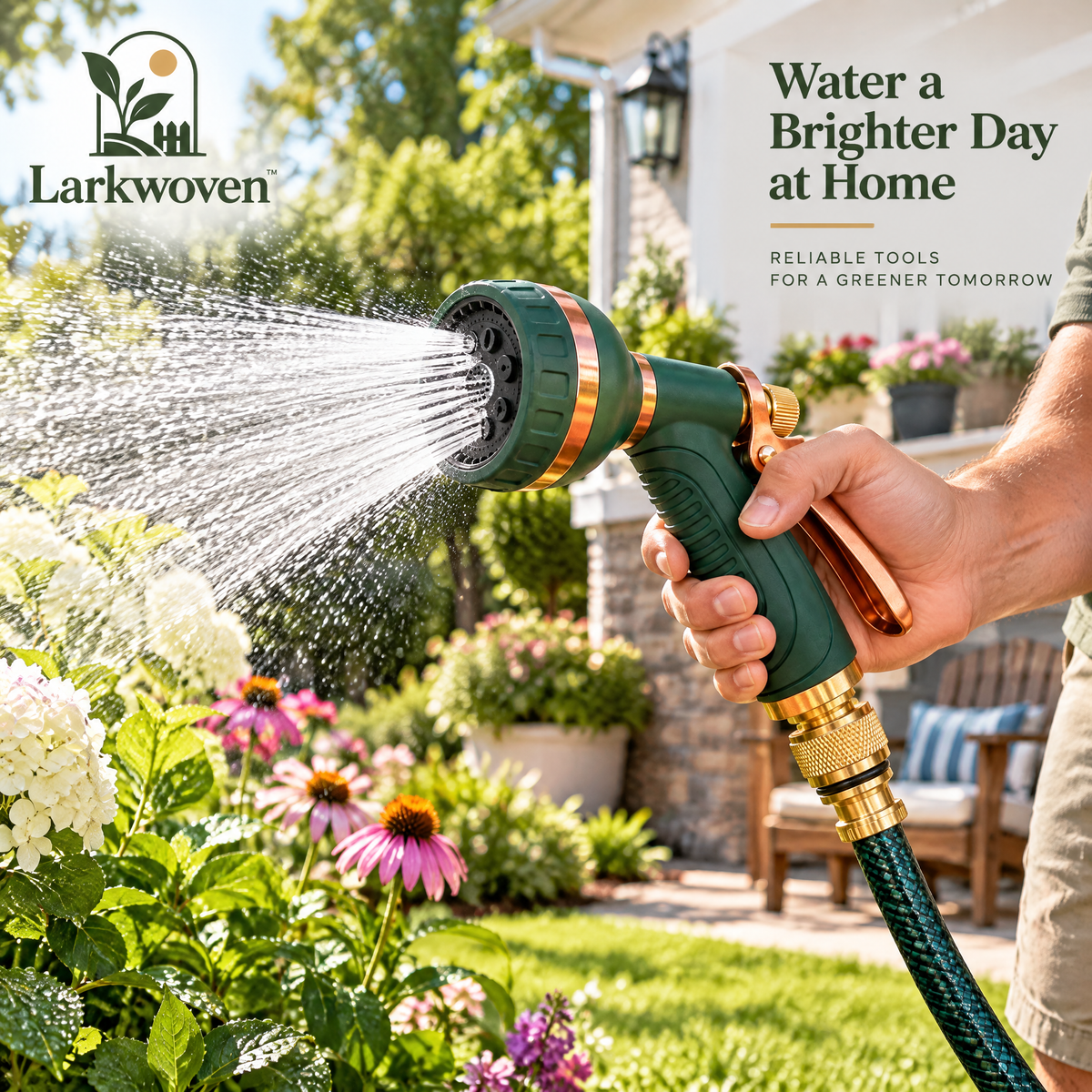 Adjustable Garden Hose Spray Nozzle & Quick Connect Set