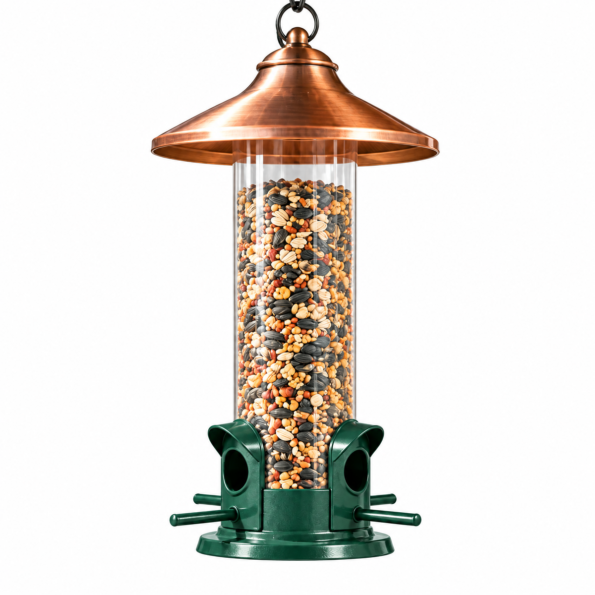 Copper Roof Tube Bird Feeder