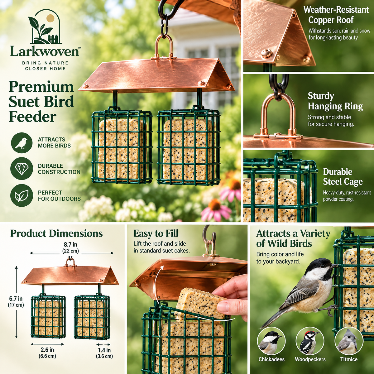 Double Suet Cage Bird Feeder