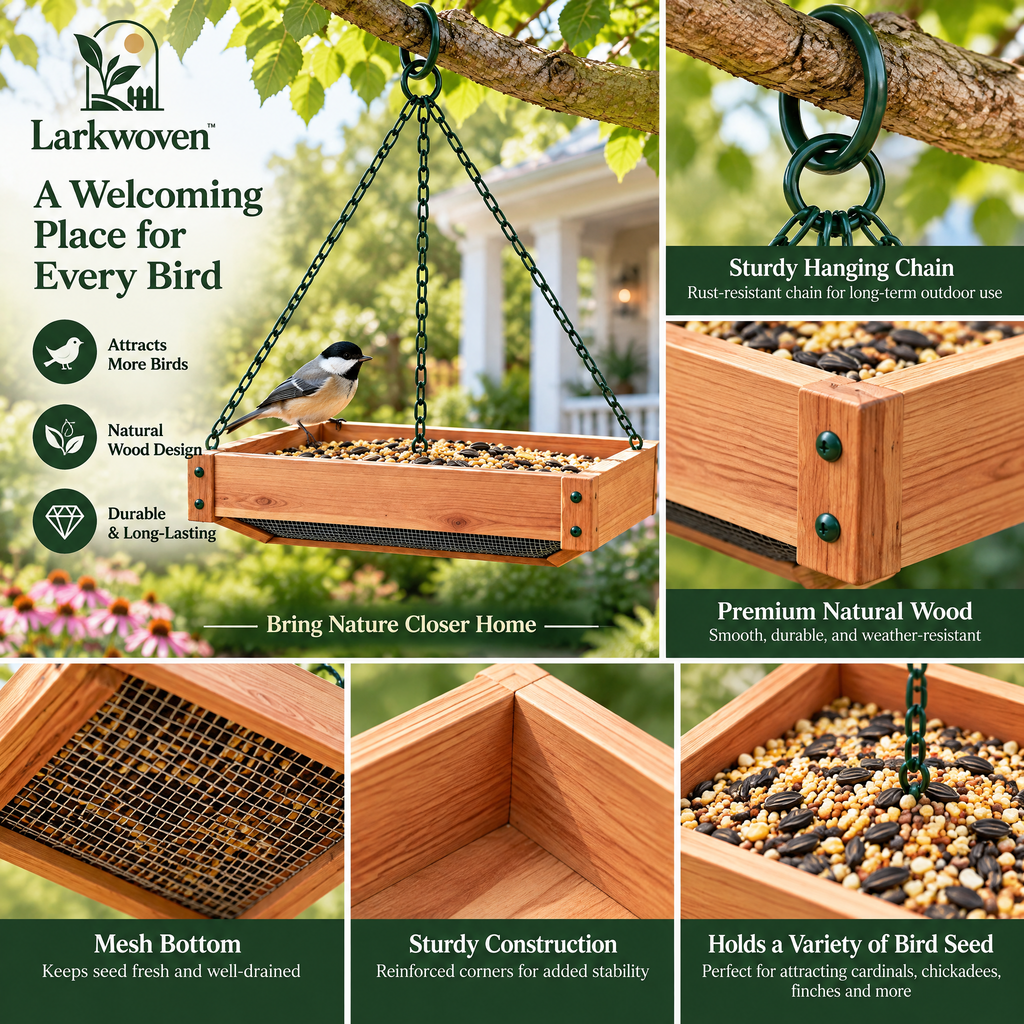Hanging Cedar Platform Bird Feeder