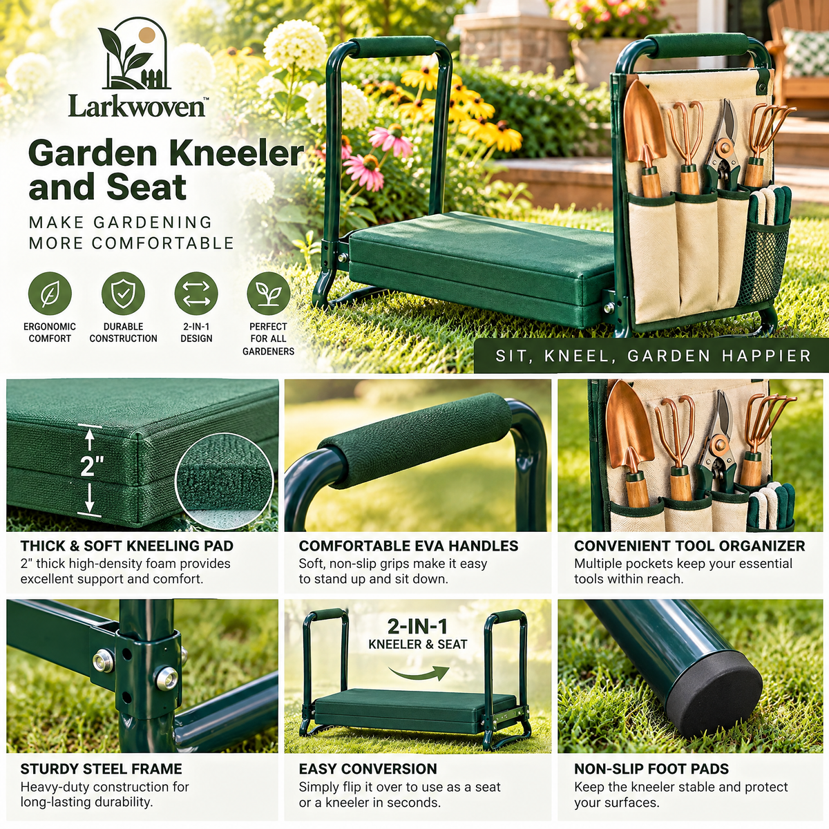 Folding Garden Kneeler & Tool Tote