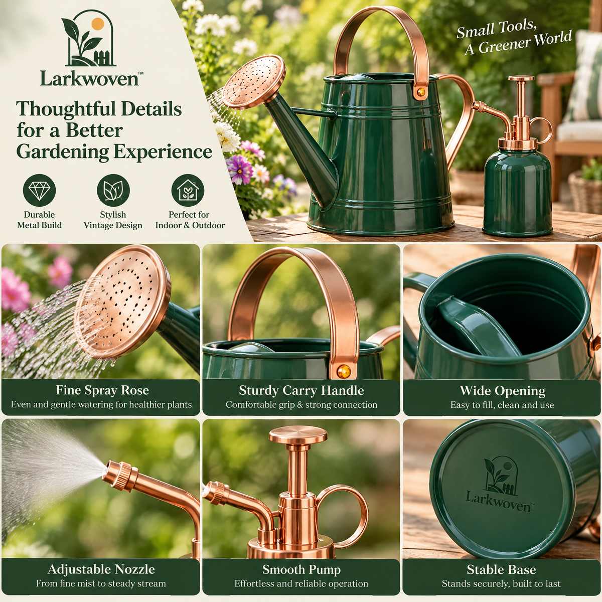 Metal Watering Can & Mist Sprayer Set