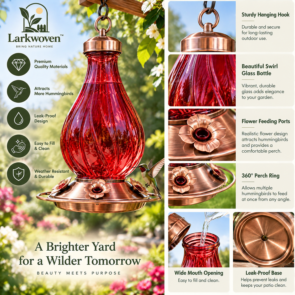 Clear Glass Hummingbird Feeder