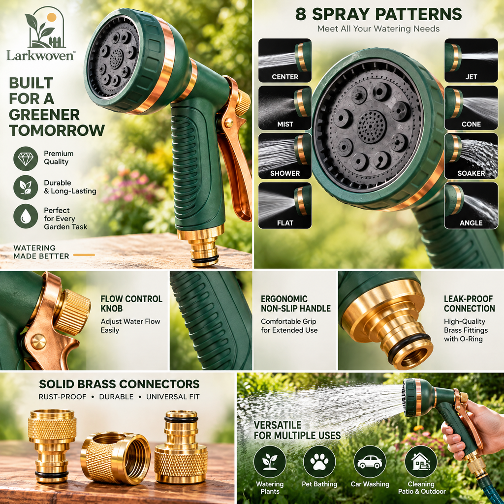 Adjustable Garden Hose Spray Nozzle & Quick Connect Set