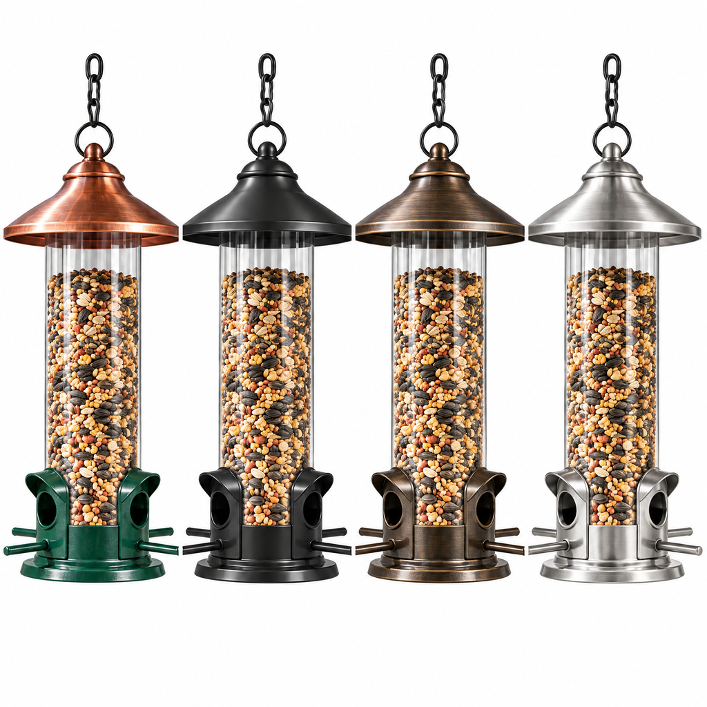 Copper Roof Tube Bird Feeder