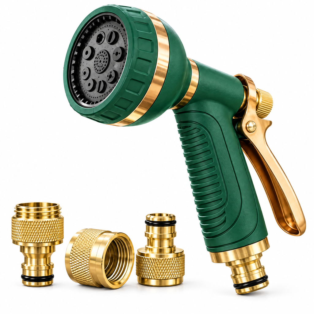 Adjustable Garden Hose Spray Nozzle & Quick Connect Set
