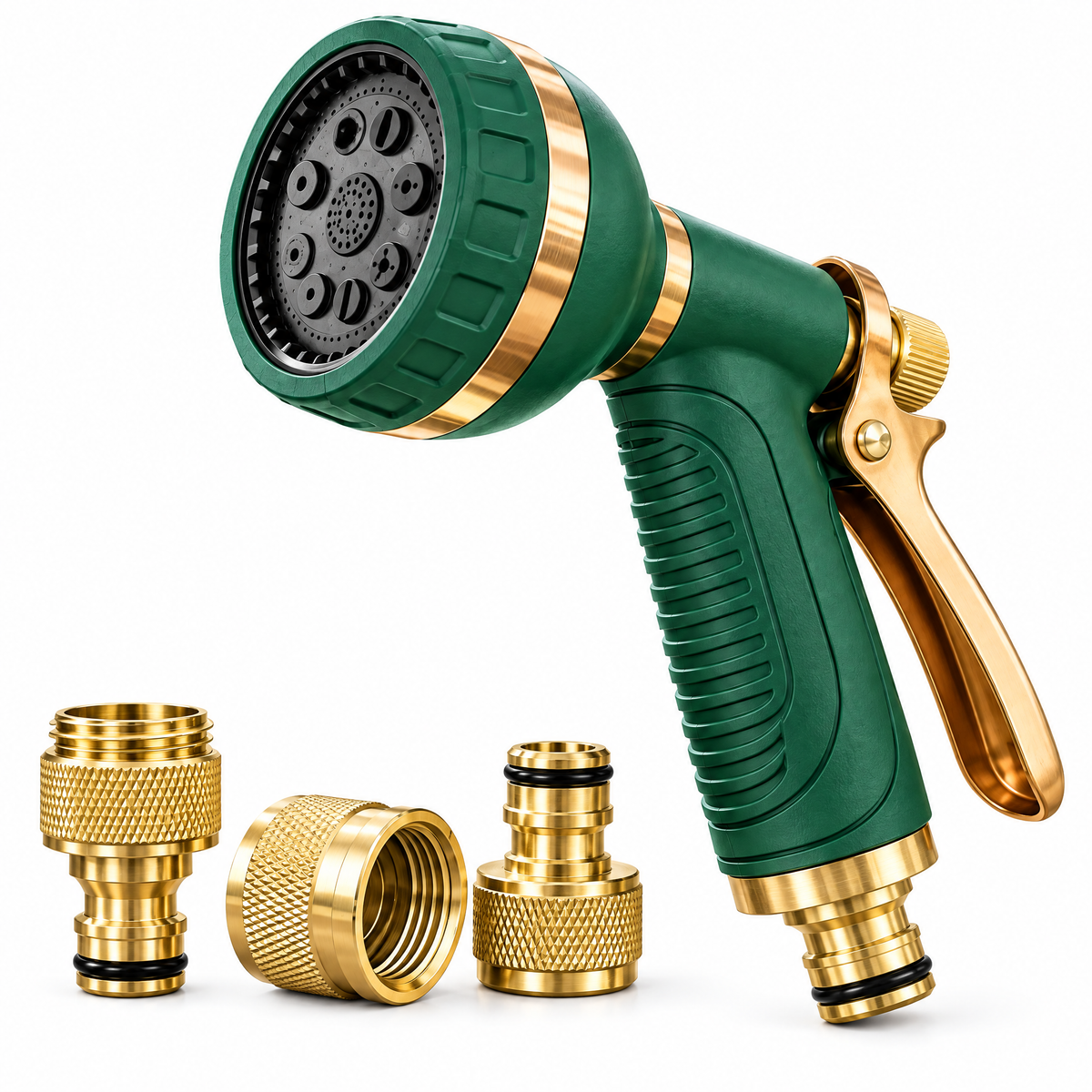 Adjustable Garden Hose Spray Nozzle & Quick Connect Set