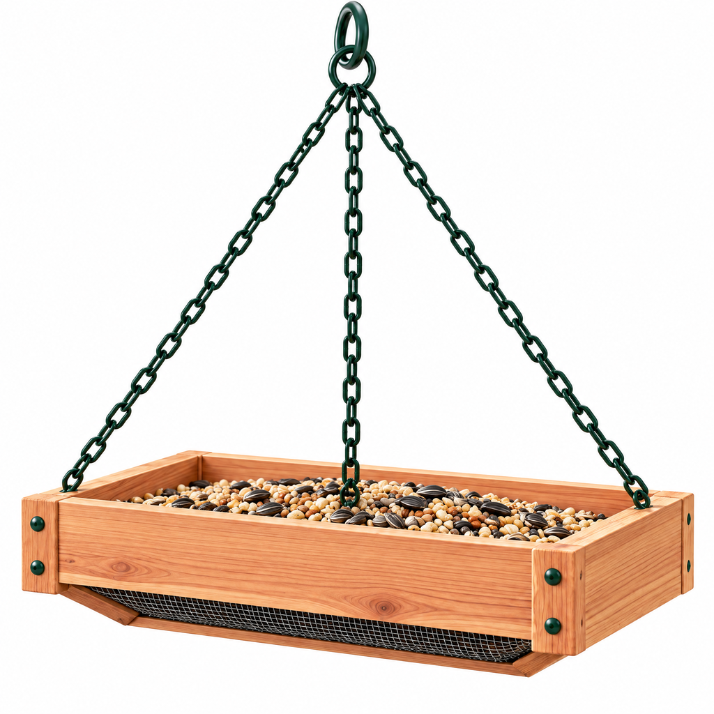 Hanging Cedar Platform Bird Feeder