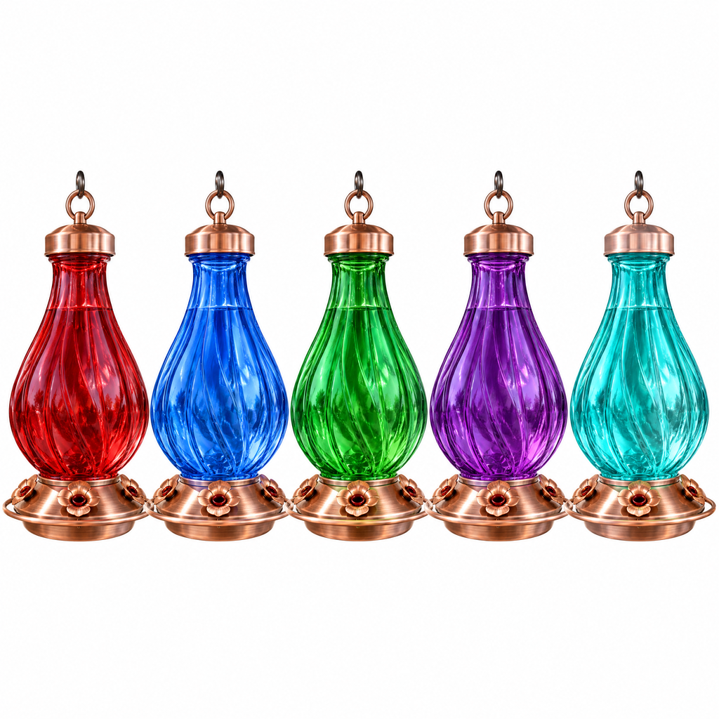Clear Glass Hummingbird Feeder